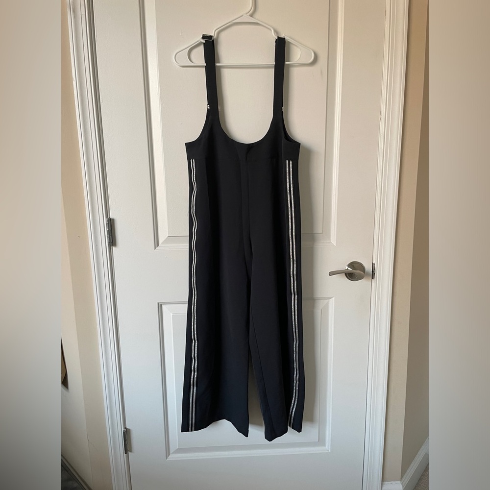 Women’s L - Striped Black Overalls